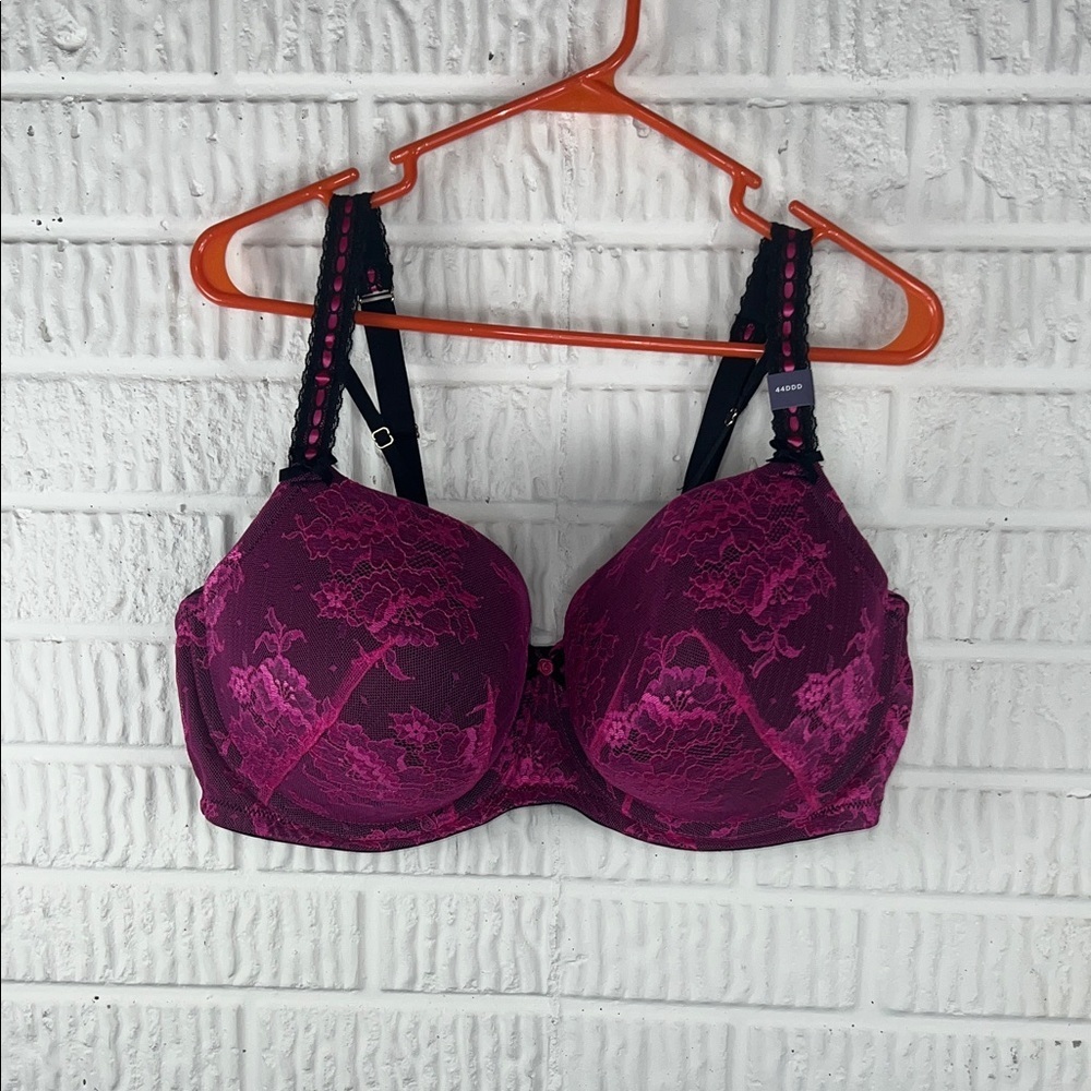 Cacique Pink Lace Boost Balconette Bra Size 44 DDD NWT